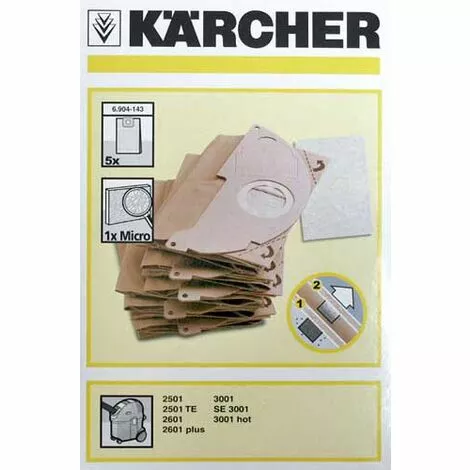 SACS ASPIRATEUR (X5) POUR PETIT ELECTROMENAGER KARCHER - 69041430 4 SACS ASPIRATEUR (X5) POUR PETIT ELECTROMENAGER KARCHER - 69041430 – Image 2